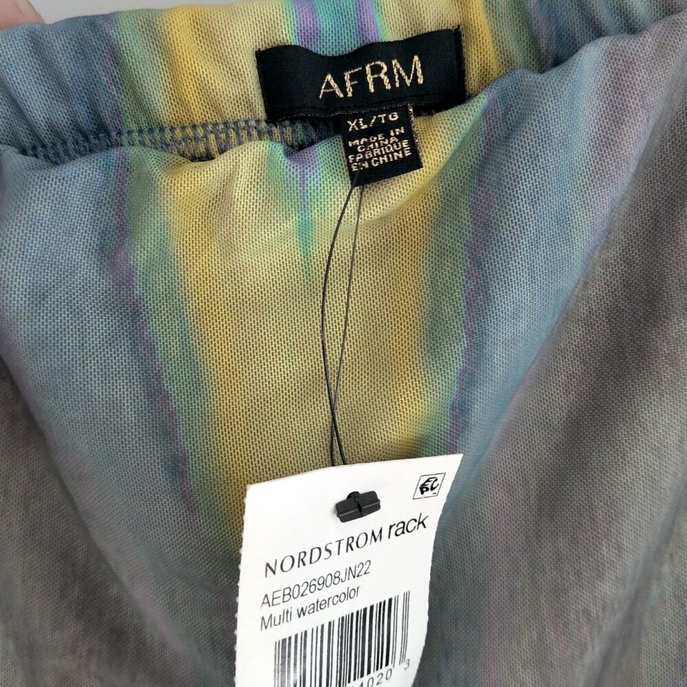 AFRM Lynn Abstract Print Mesh Midi Skirt Watercolor Multi XL NWT rainbow pencil - Picture 4 of 4